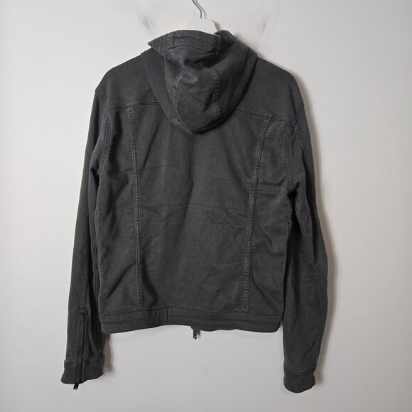 John Varvatos Men's Size M Scott Denim Hooded Shark Gray Trucker Jacket - Picture 3 of 12